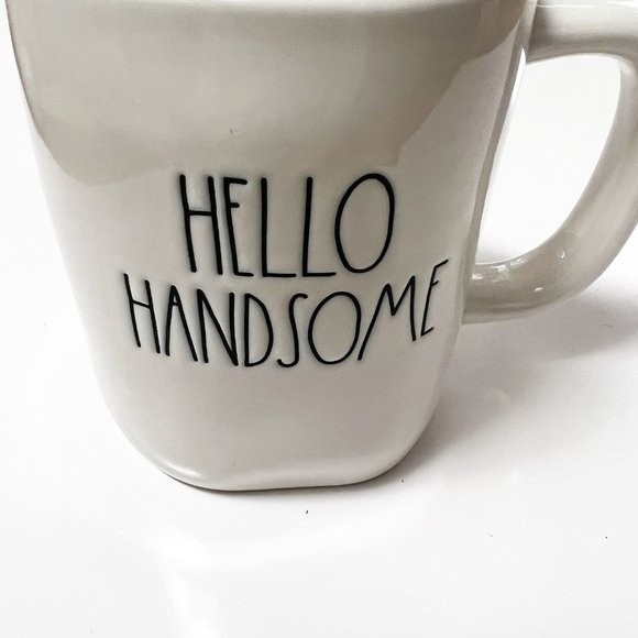 Rae Dunn | Hello Handsome Mug White with Black Lettering - Picture 5 of 6